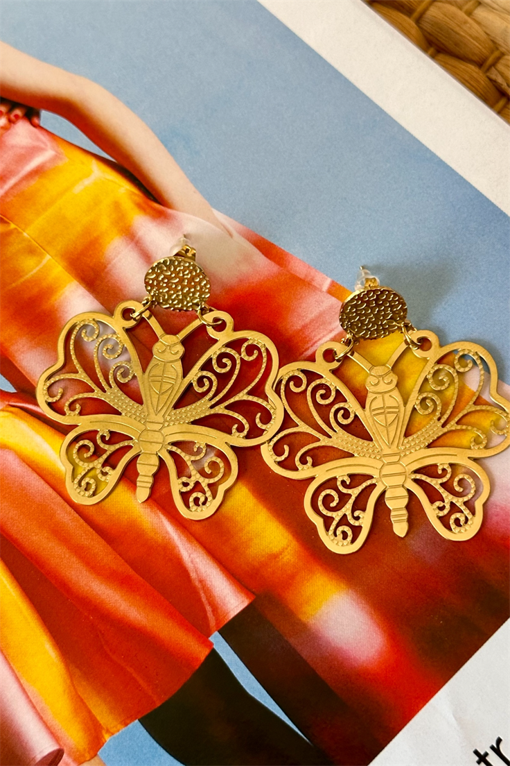 Çelik Plaka Model Kelebek Küpe