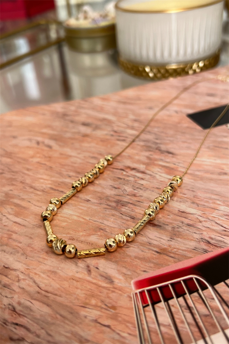 Dorika Boru Detay Kuyumcu Model Kolye Gold