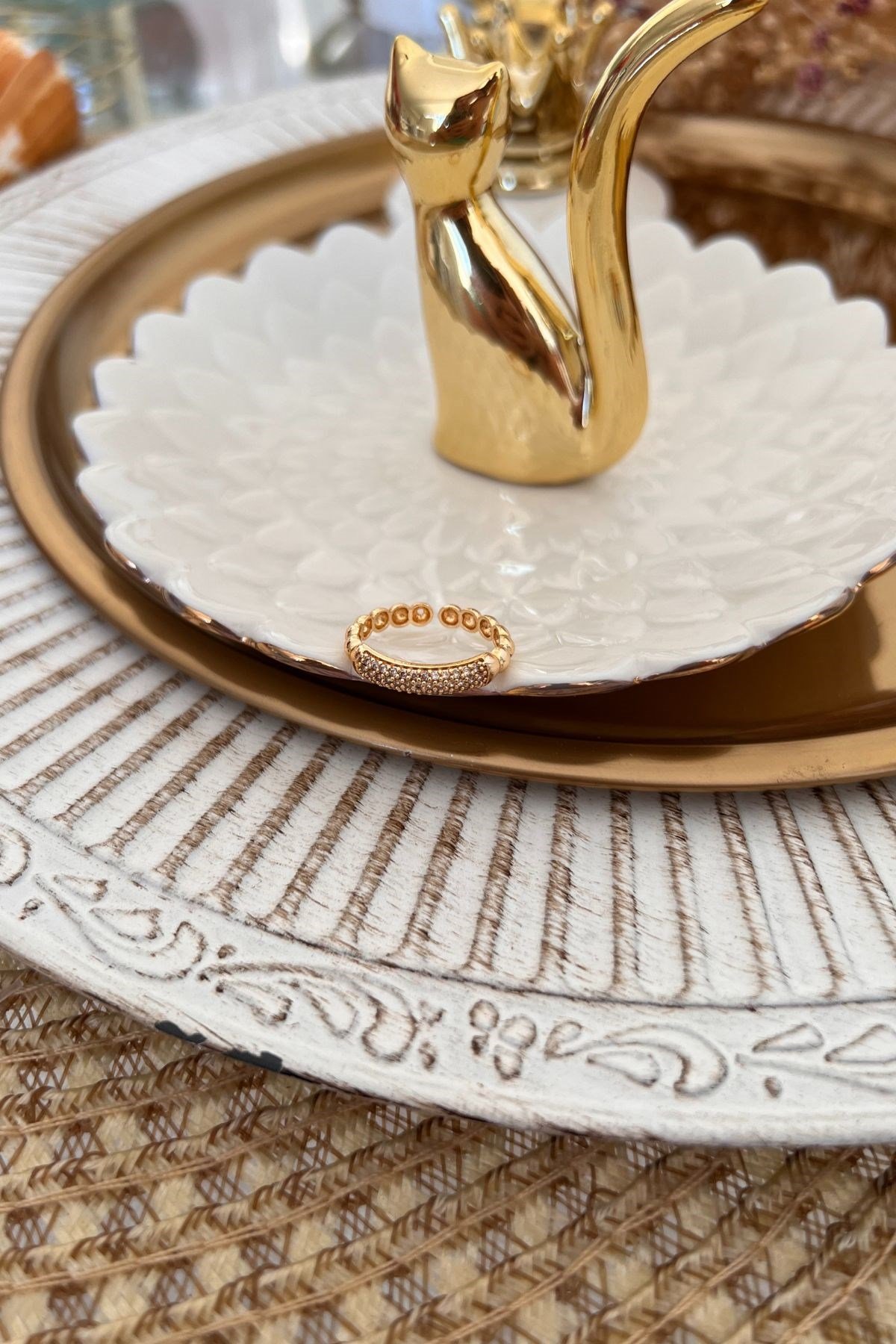 Full Zirkon Taşlı Alyans Model Yüzük Gold