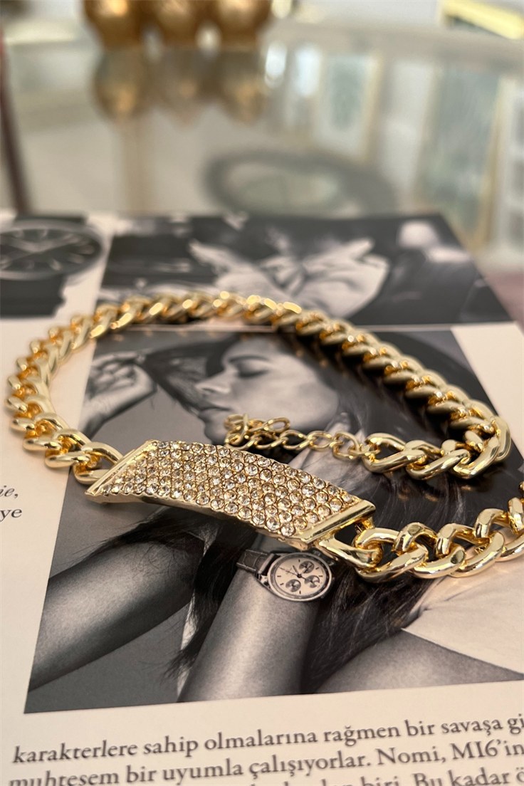 Full Zirkon Taşlı Dolamalı Bileklik Gold