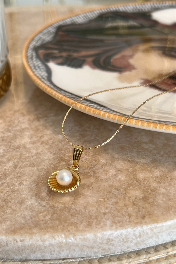 İnci Model İnce Zincirli Kolye Gold
