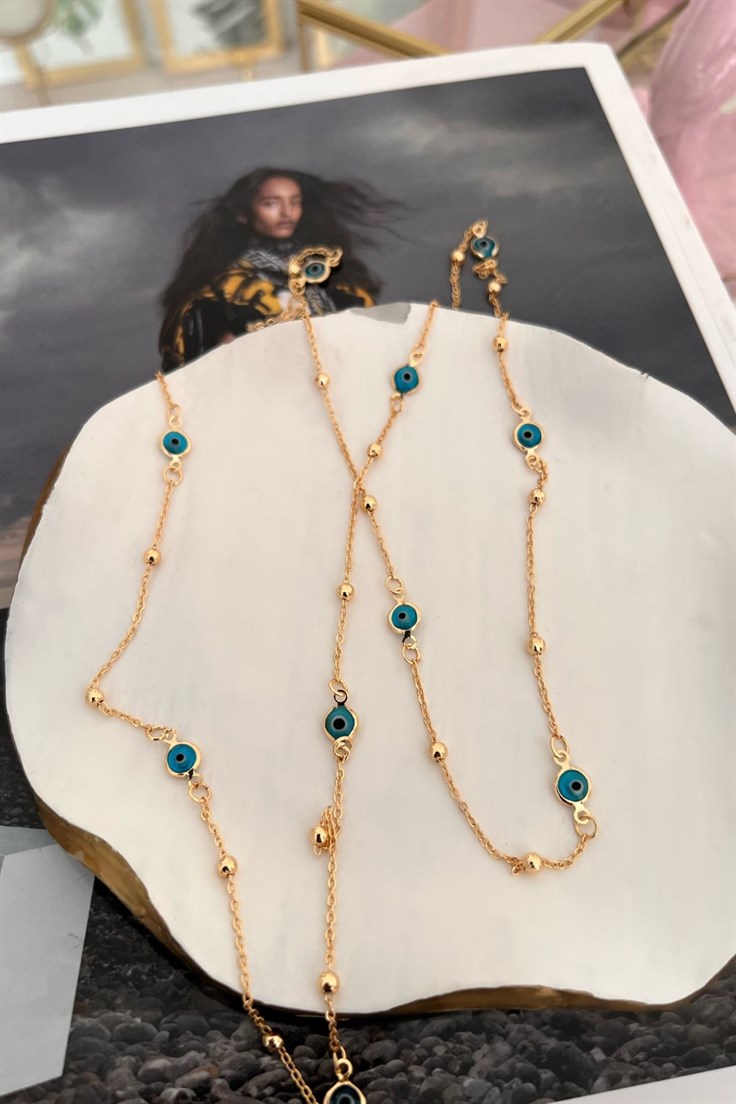 Nazar Model Zincir Kolye Gold