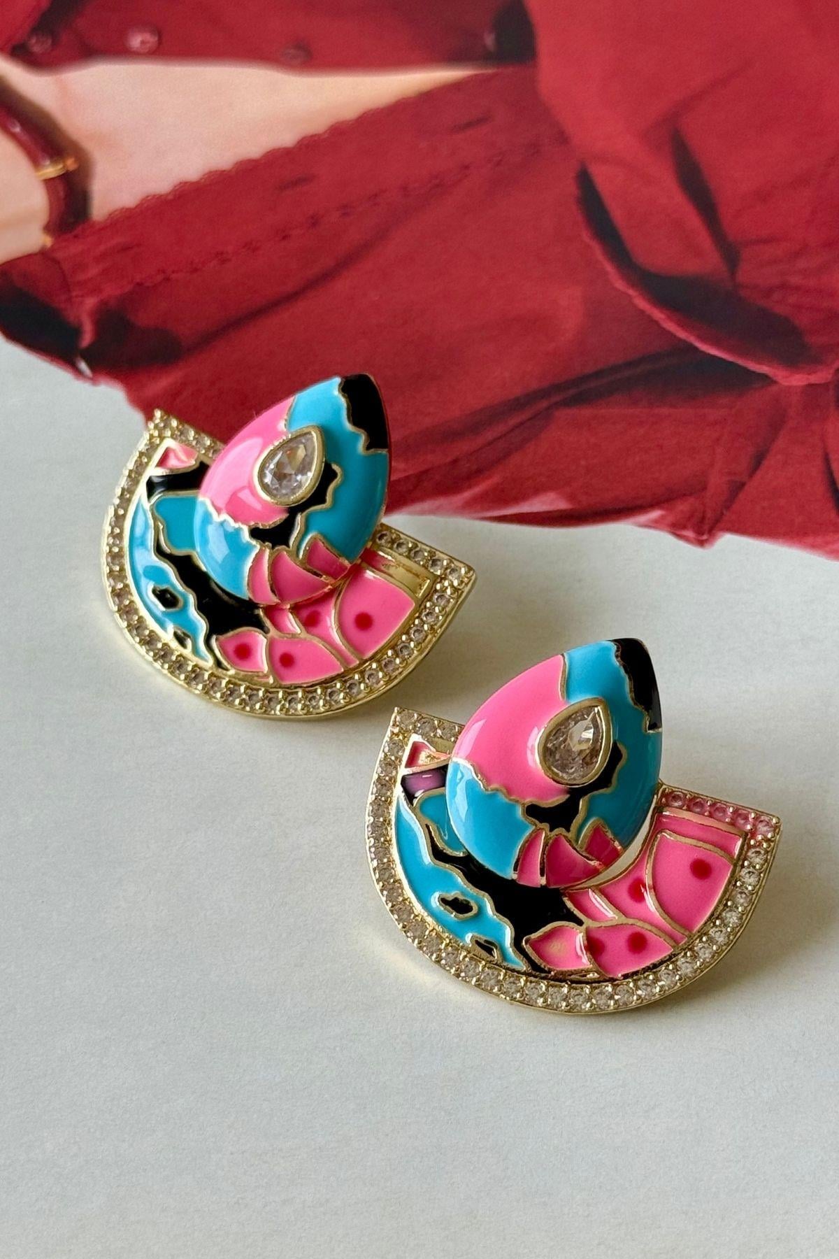 Renkli Mineli Summer Küpe