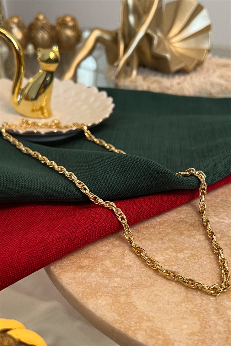 Sarmal Model İnce Zincirli Kolye Gold