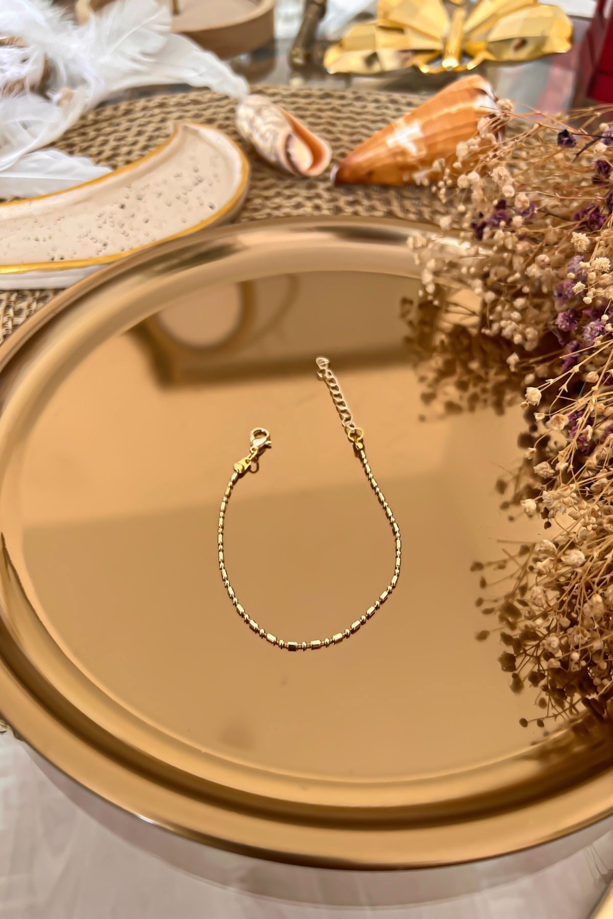 Top Detaylı Zincir Bileklik Gold