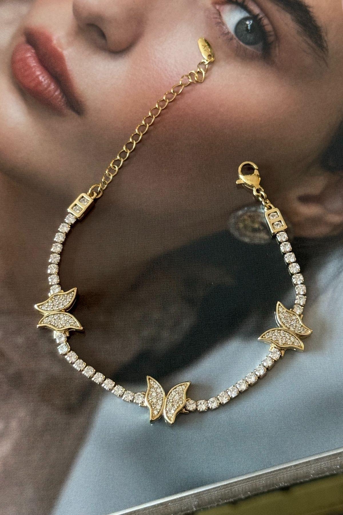 Xuping Zirkon Taşlı Kelebek Model Bileklik