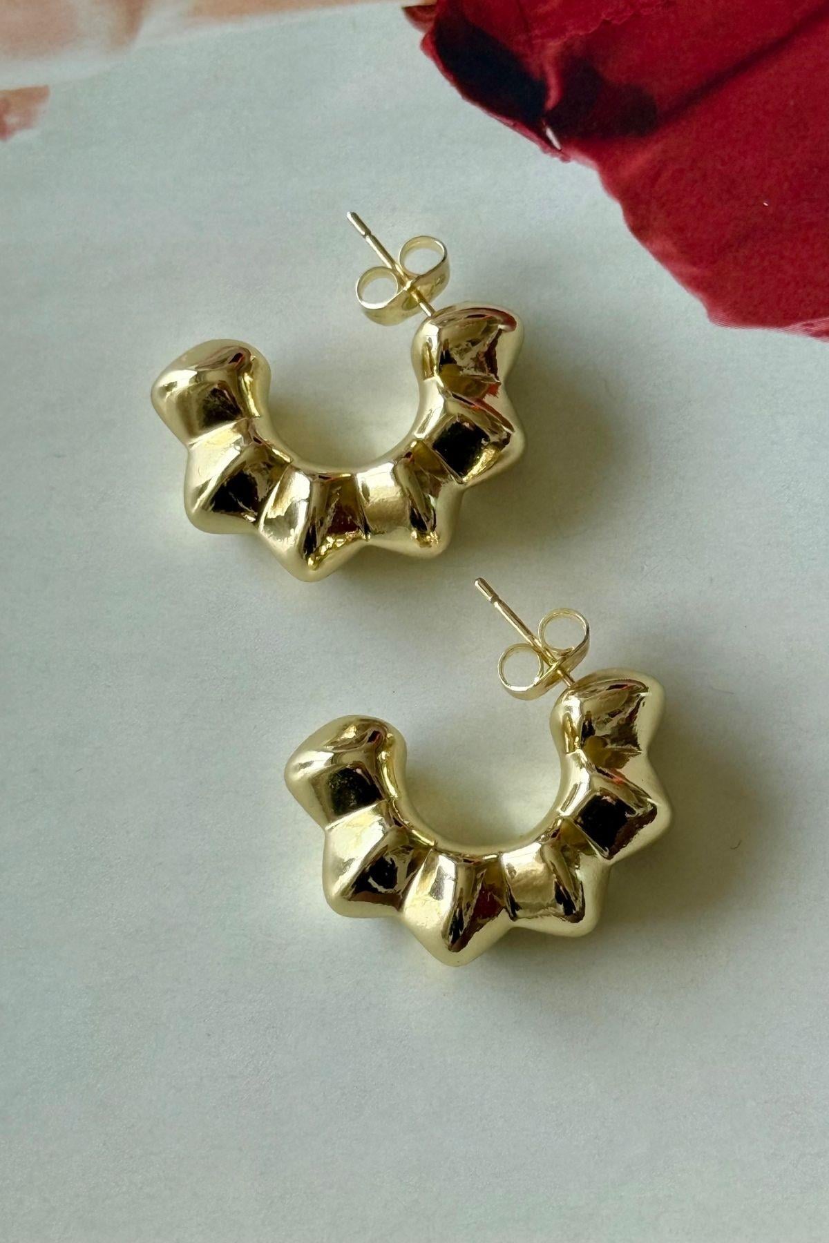 Yarım Zigzag Halka Küpe