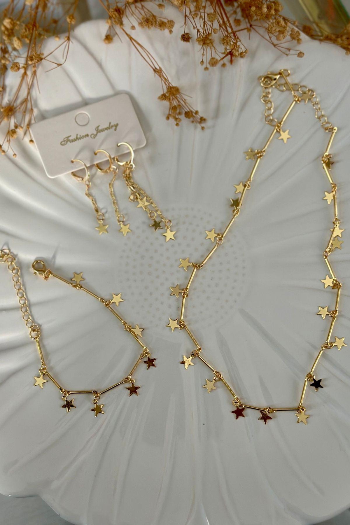 Yıldız Bileklik-Kolye-Küpe Seti