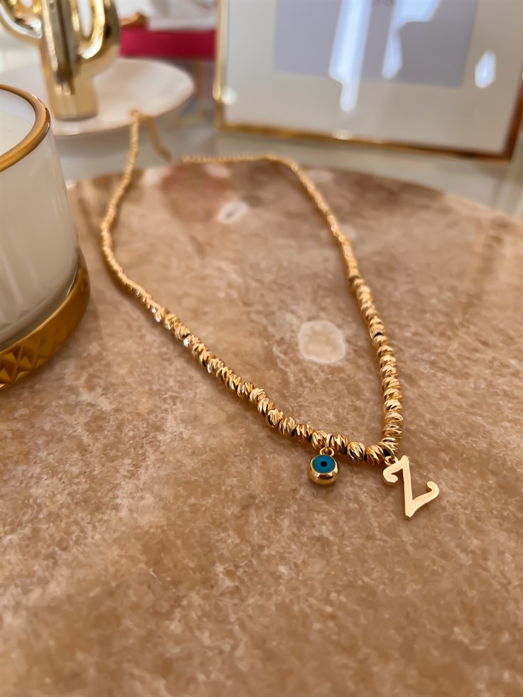 Z Harfli ve Nazar Detaylı Dorika Kolye Gold