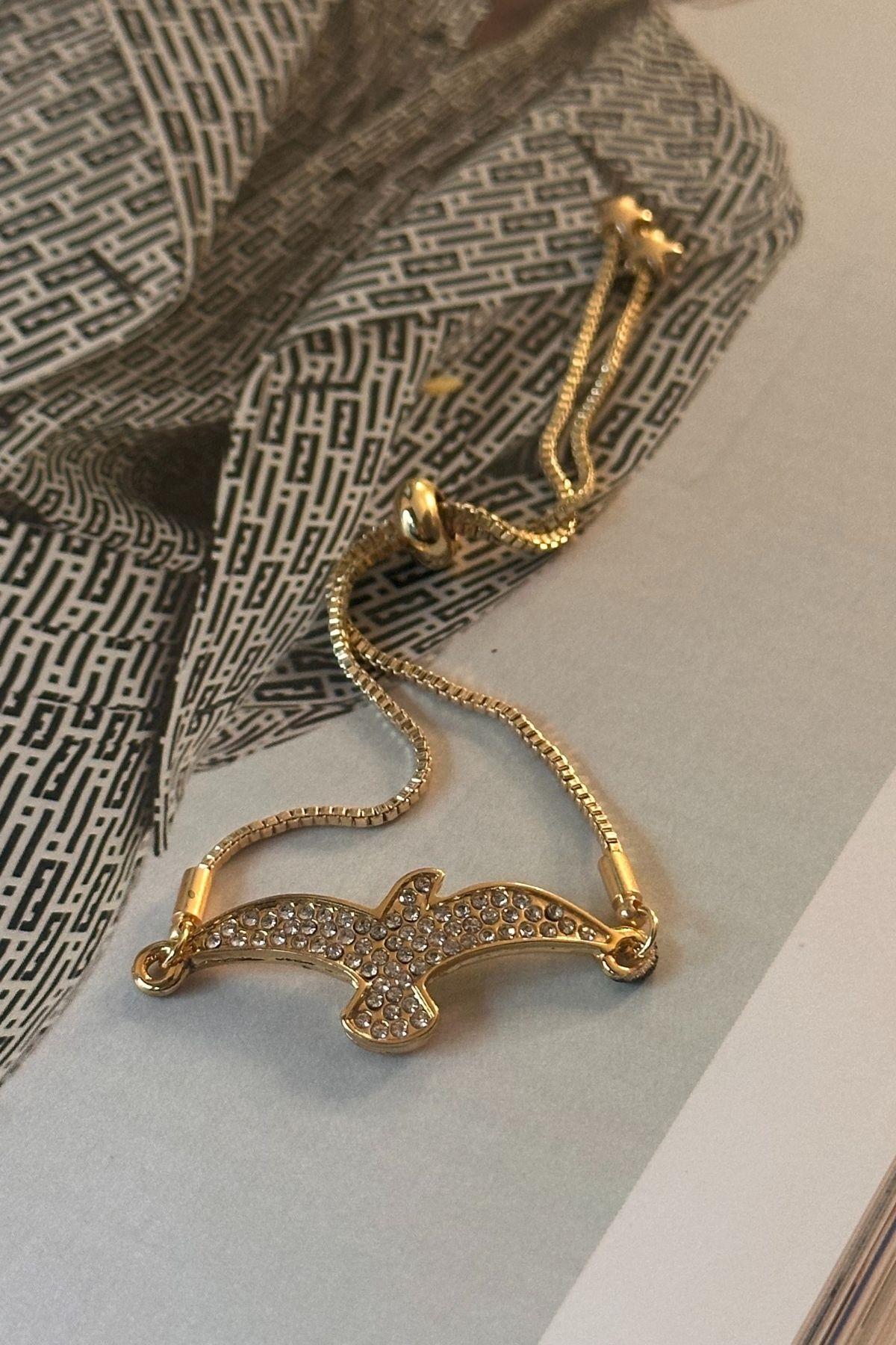 Zirkon Taşlı Kuş Model Asansör Ayarlı Bileklik