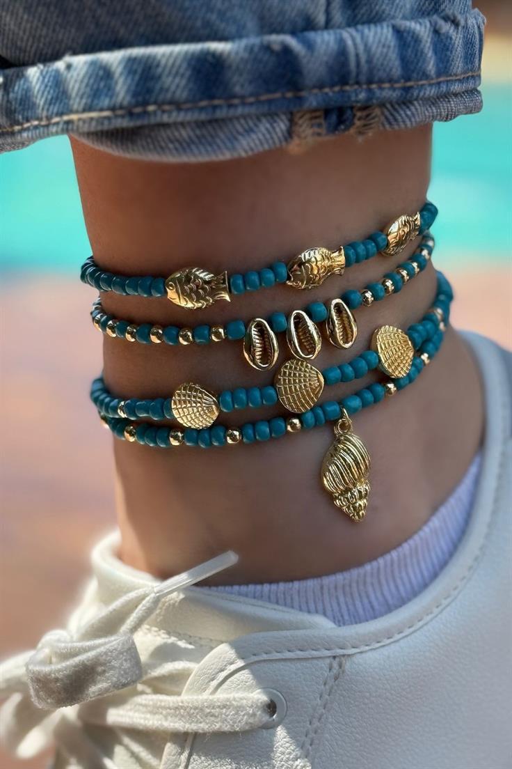 4'lü Lüks Yaz Halhal Seti - Ocean Gold