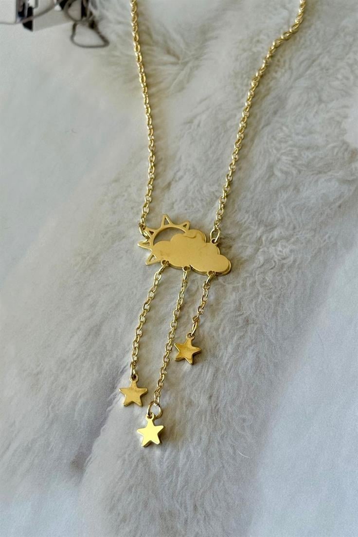 Çelik Bulut Figürlü Yıldız Sallantılı Kolye