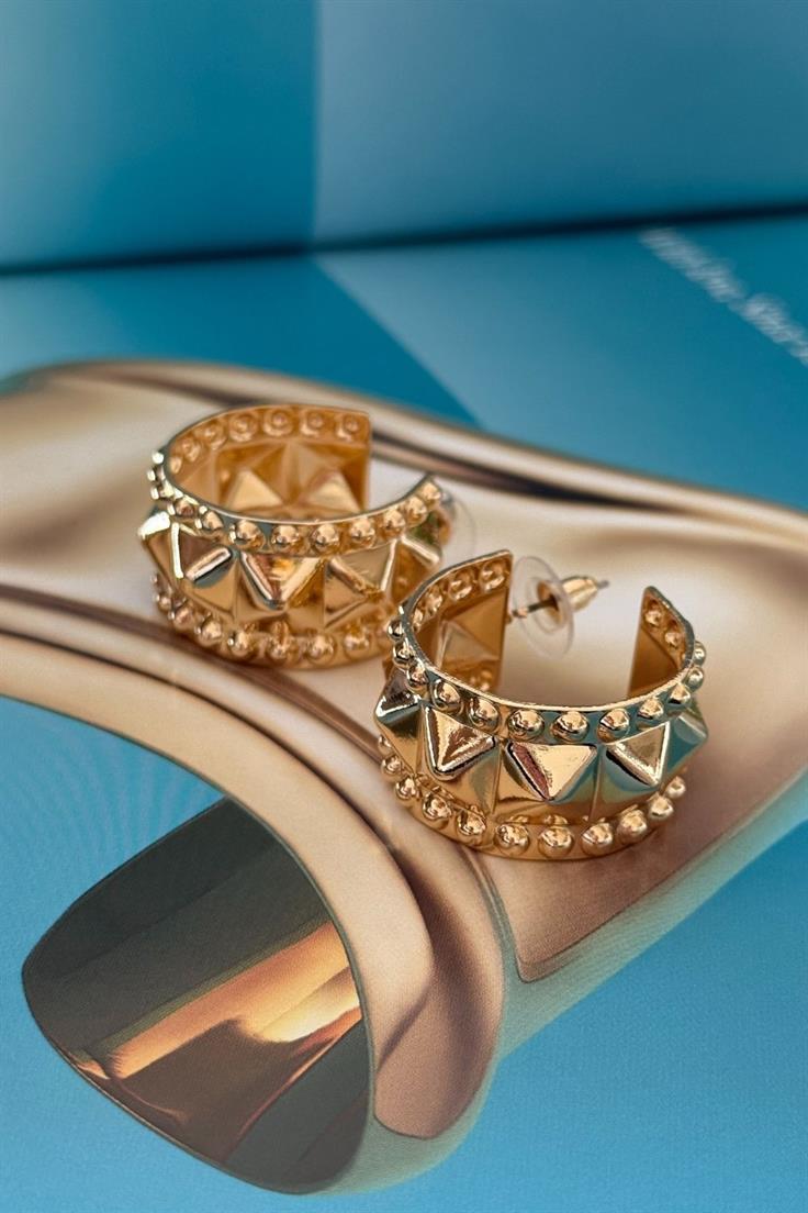 Plaka Geometrik Model Halka Küpe