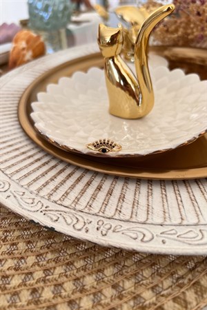 Zirkon Taşlı Göz Model Bohem Yüzük Gold