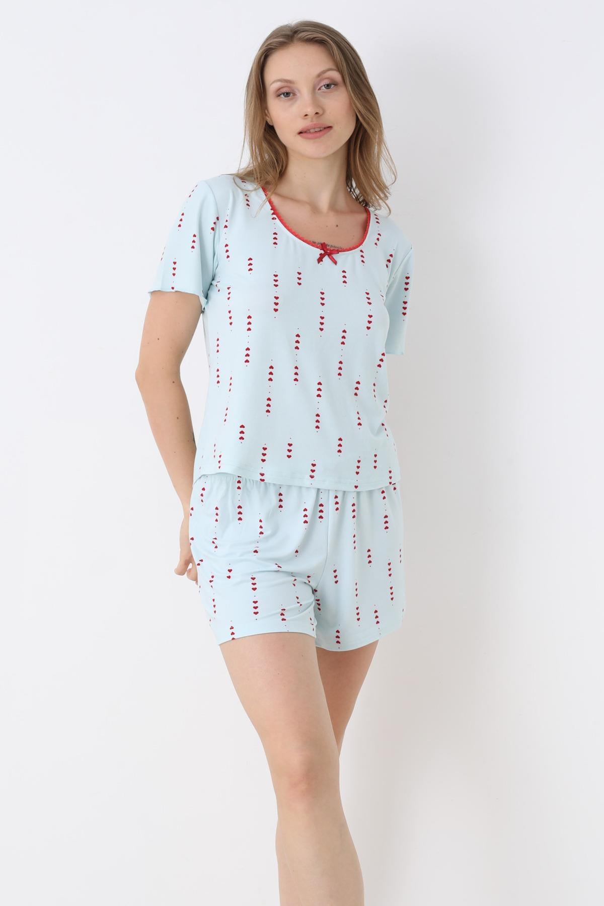 Bianca Charm Kısakol Şortlu Mavi Pijama Takımı