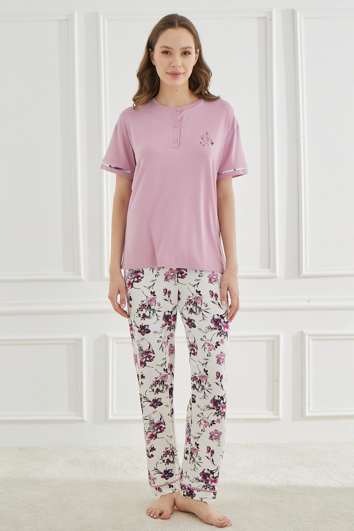 Ethnic Patterns Gül Kurusu Kısakol Kadın Pijama Takımı