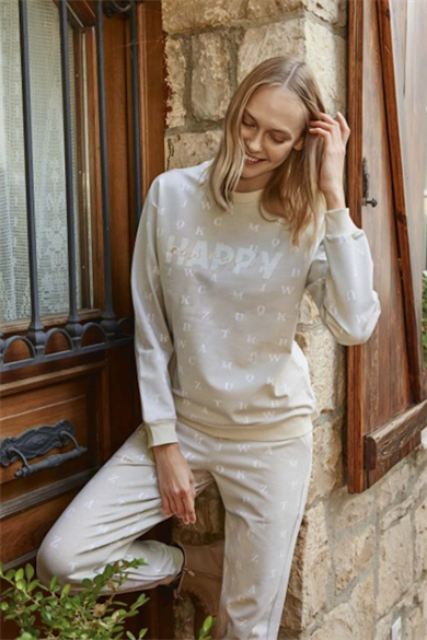 Cute Letters Pamuklu Pijama Takımı