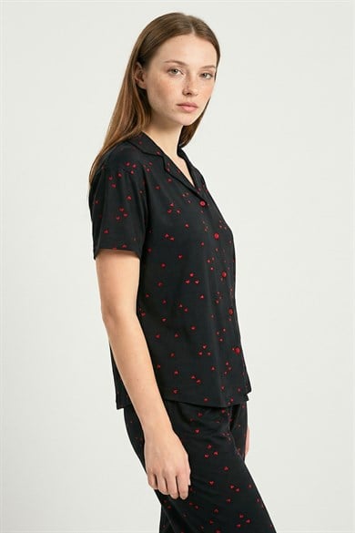 Rosalie Betty Bambu Düğmeli Kısakol Kadın Pijama Takımı