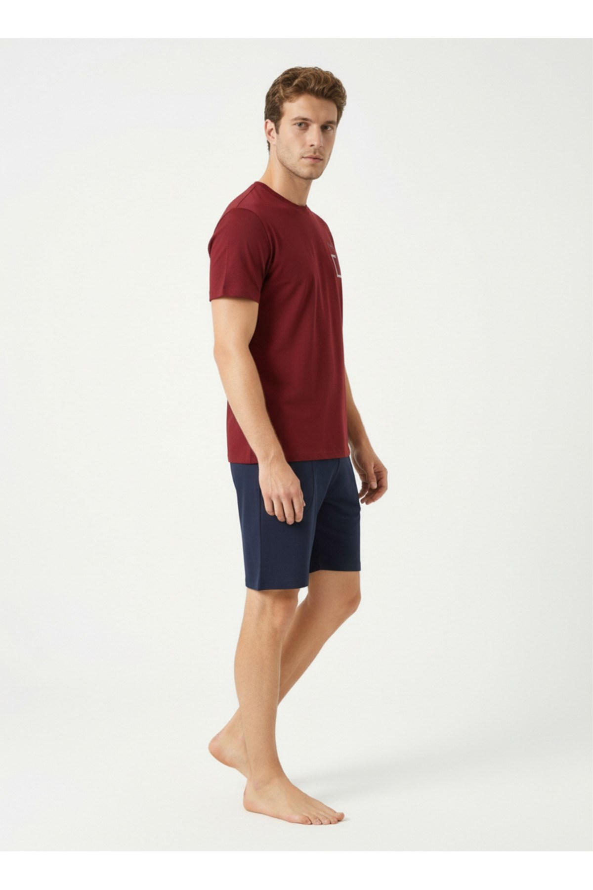 Cliff Explorer %100 Pamuk Kısakol Baskılı Şortlu Erkek Pijama Takımı