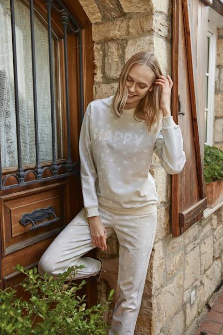 Cute Letters Pamuklu Pijama Takımı