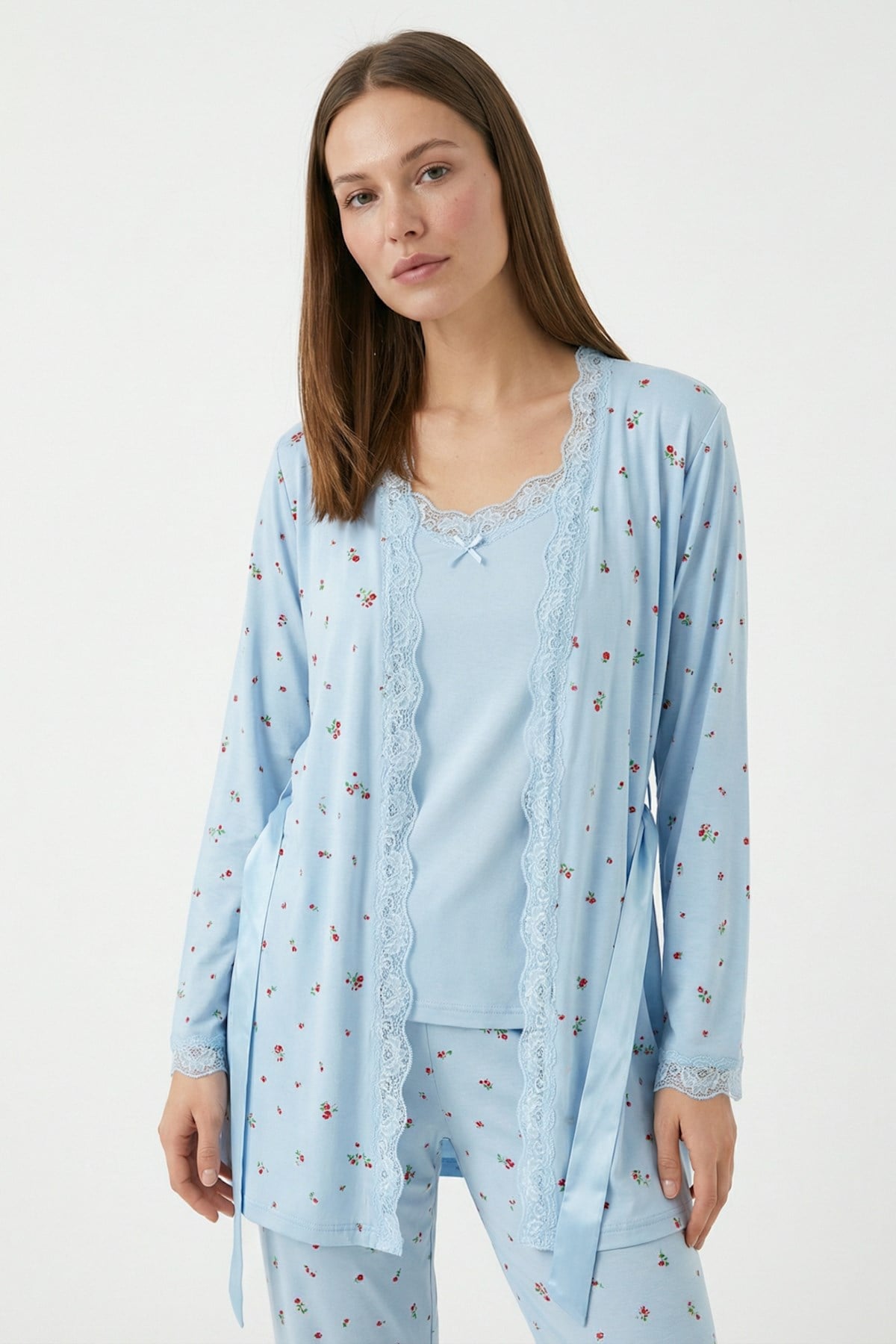 Flexible Summer Bambu Kısakol Sabahlıklı İp askı Kadın Pijama Takımı
