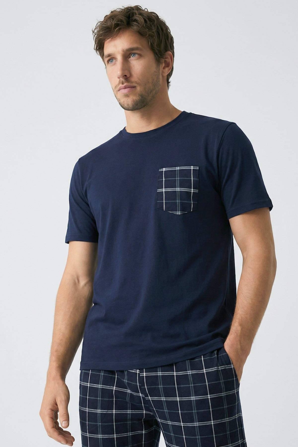 Gentleman Touch %100 Pamuk Erkek Kısakol Ekose Pijama Takımı