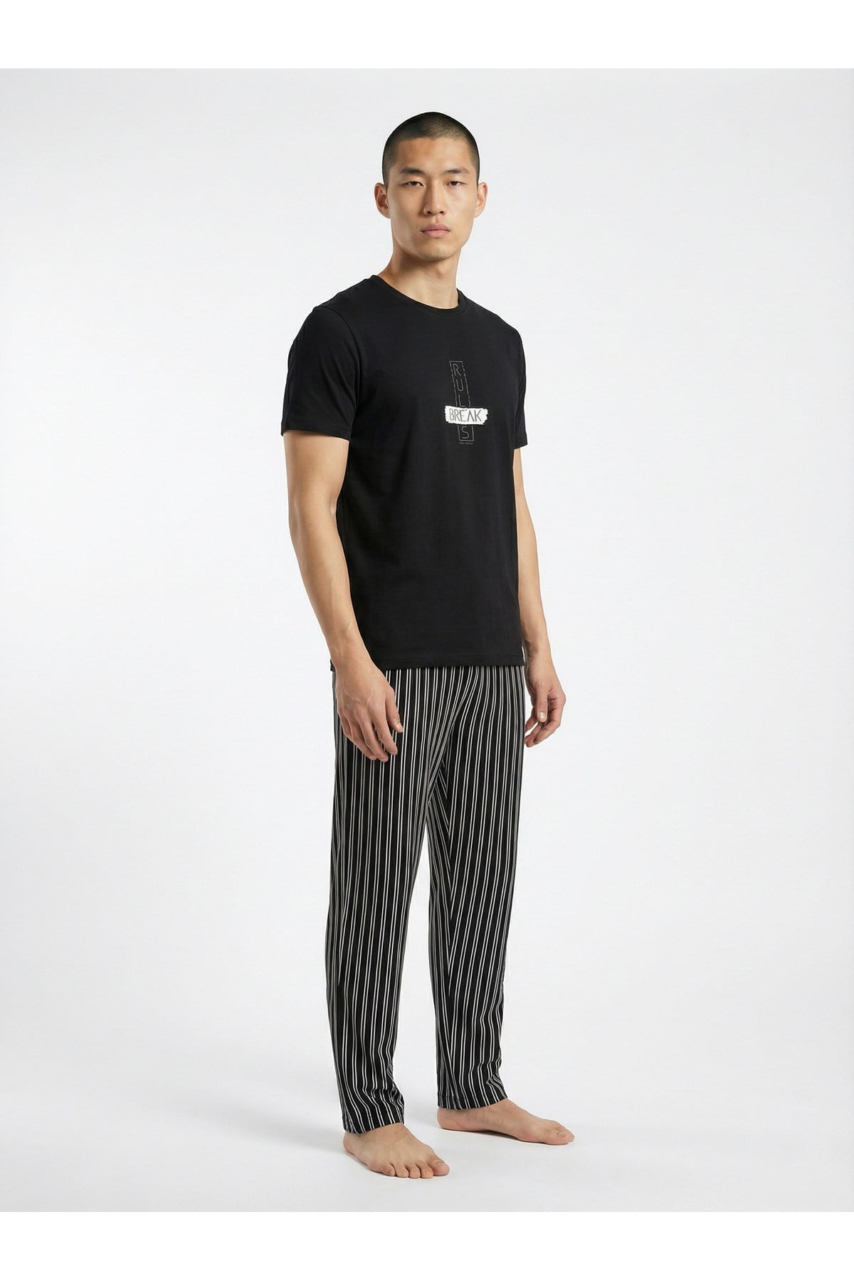Marcus Rivers %100 Pamuk Baskılı Kısakol Erkek Pijama Takımı