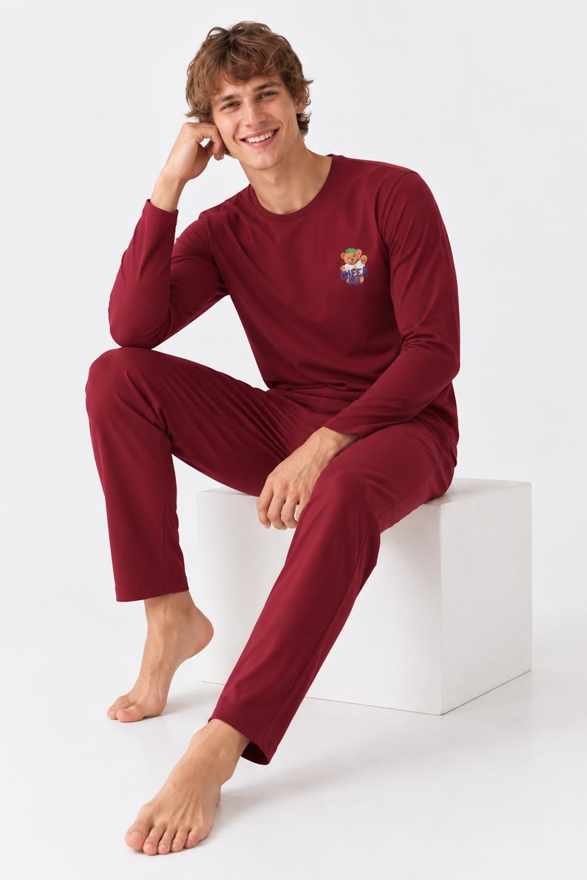 Rodfrey Linden %100 Pamuk Uzunkol Erkek Lacivert Pijama Takımı