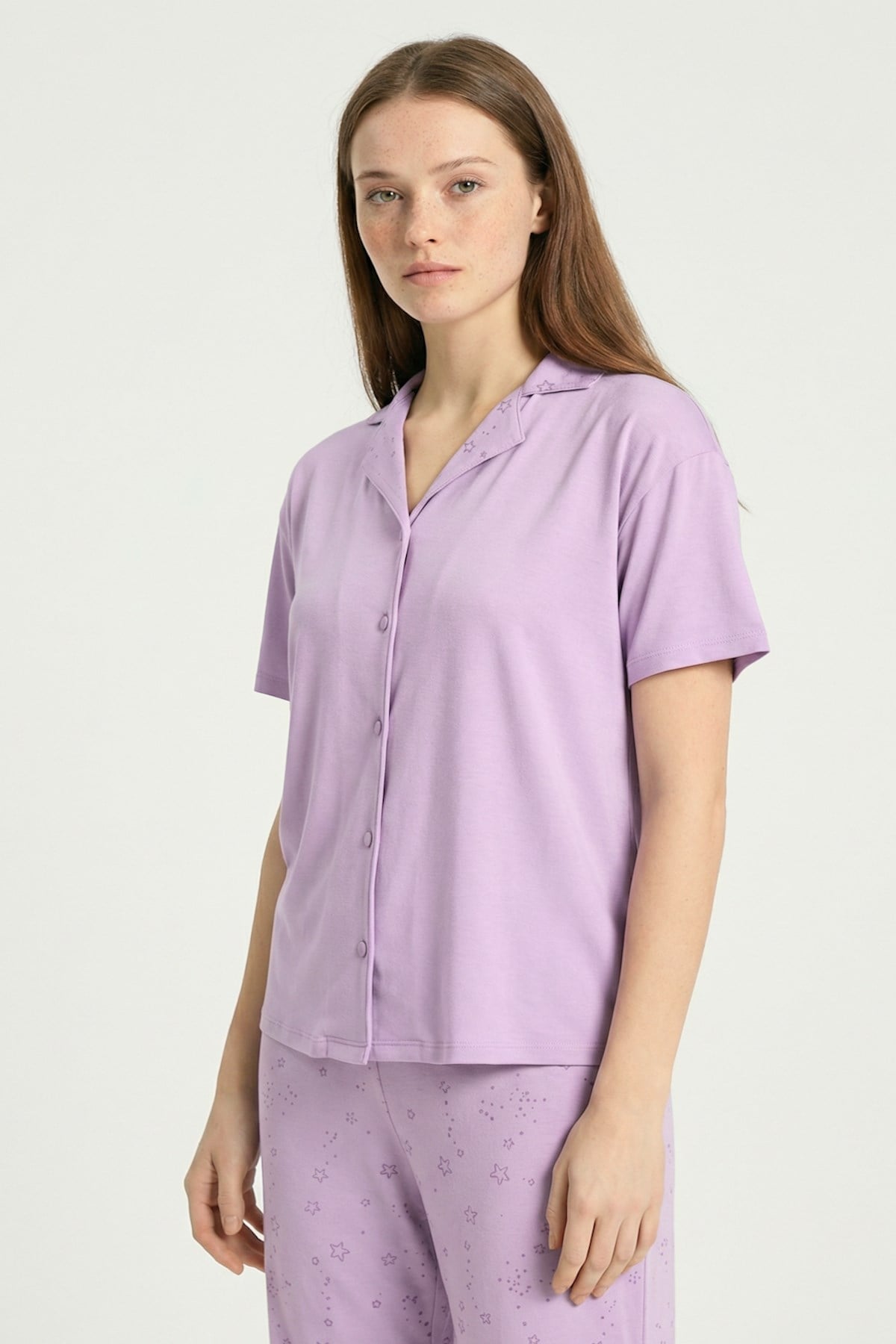 Rosalie Betty Bambu Düğmeli Kısakol Kadın Pijama Takımı