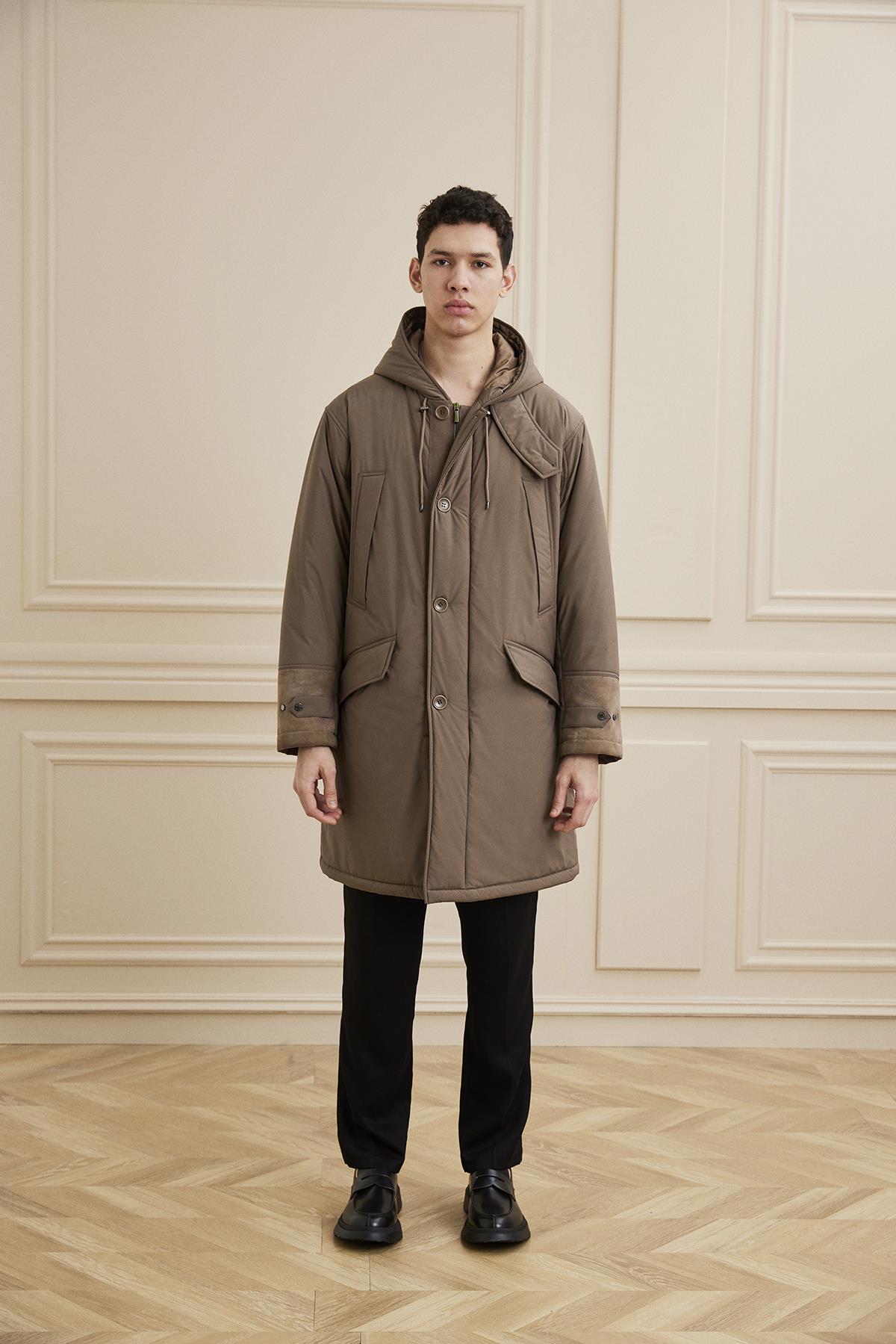 Shaky Men's Textile 100% Polyester Fabric Short Coat Mink Color