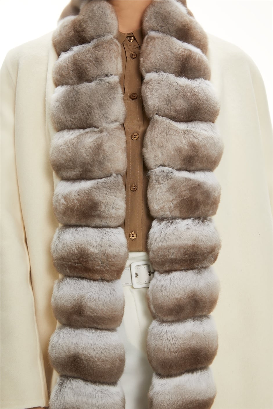 Shaky Women's Cashmere Coat with Chinchilla trimming