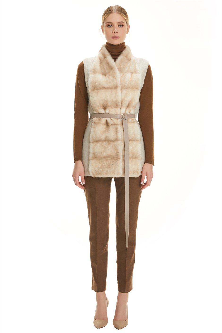 Shaky Women's Knitted Waistcoat with Mink trimming