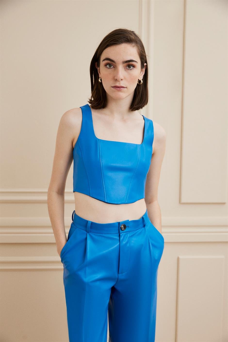 Shaky Women's Leather Bustier Blue