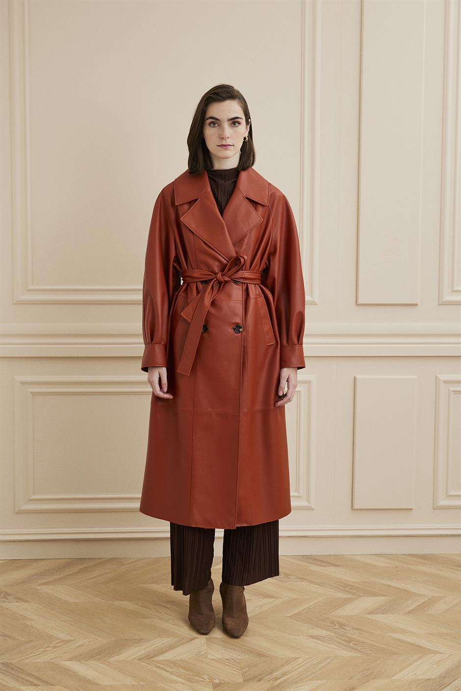 Shaky Women's Leather Coat Brick color/899