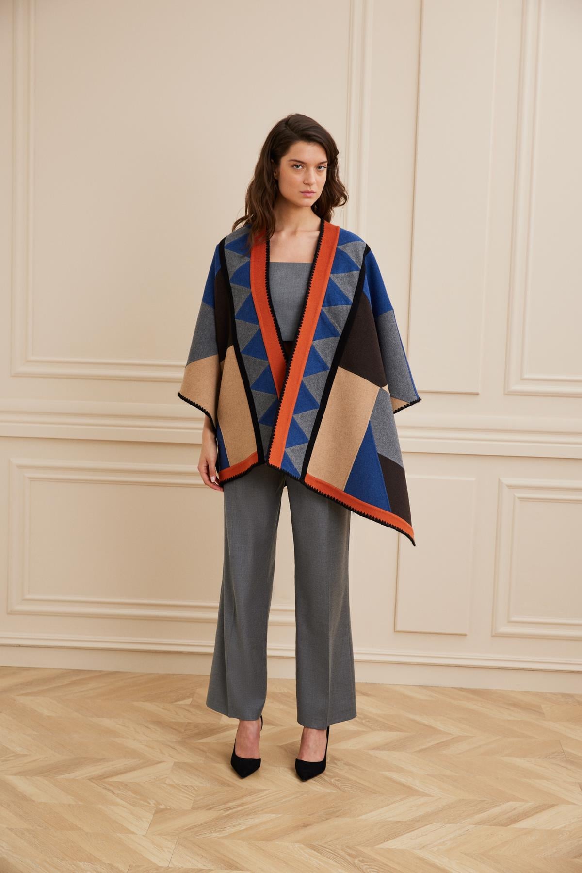 Shaky Women's Loro Piana 93% Wool 7% Cashmere Fabric Shawl Mixed Color