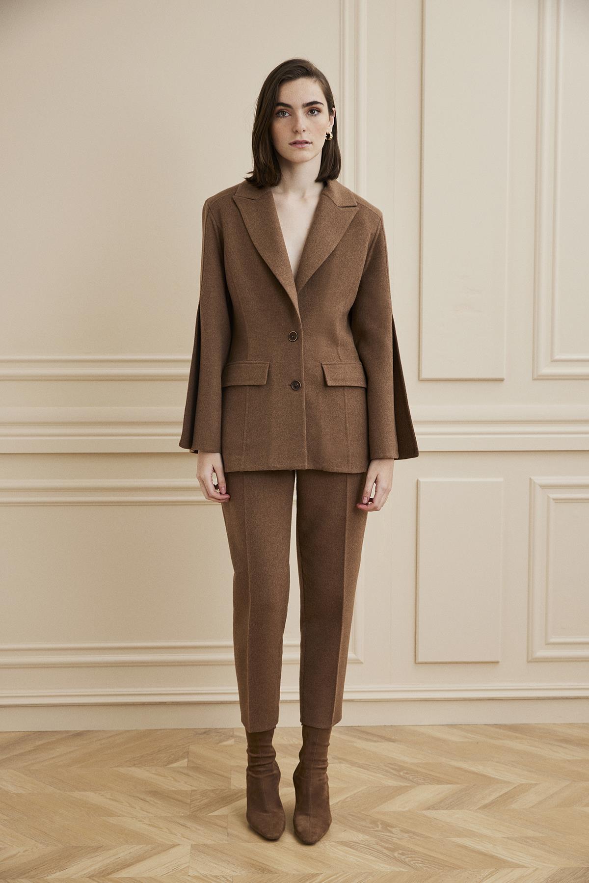 Shaky Women's Loro Piana 97% Wool 3% Cashmere Fabric Jacket Brown