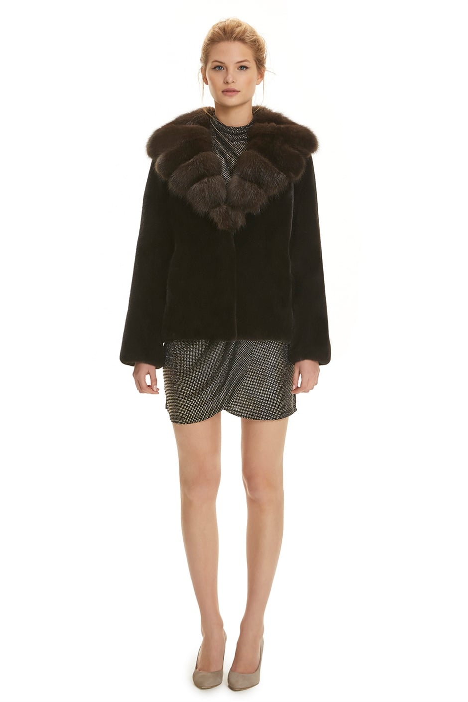 Shaky Women's Mink Fur Jacket with Sable trimming