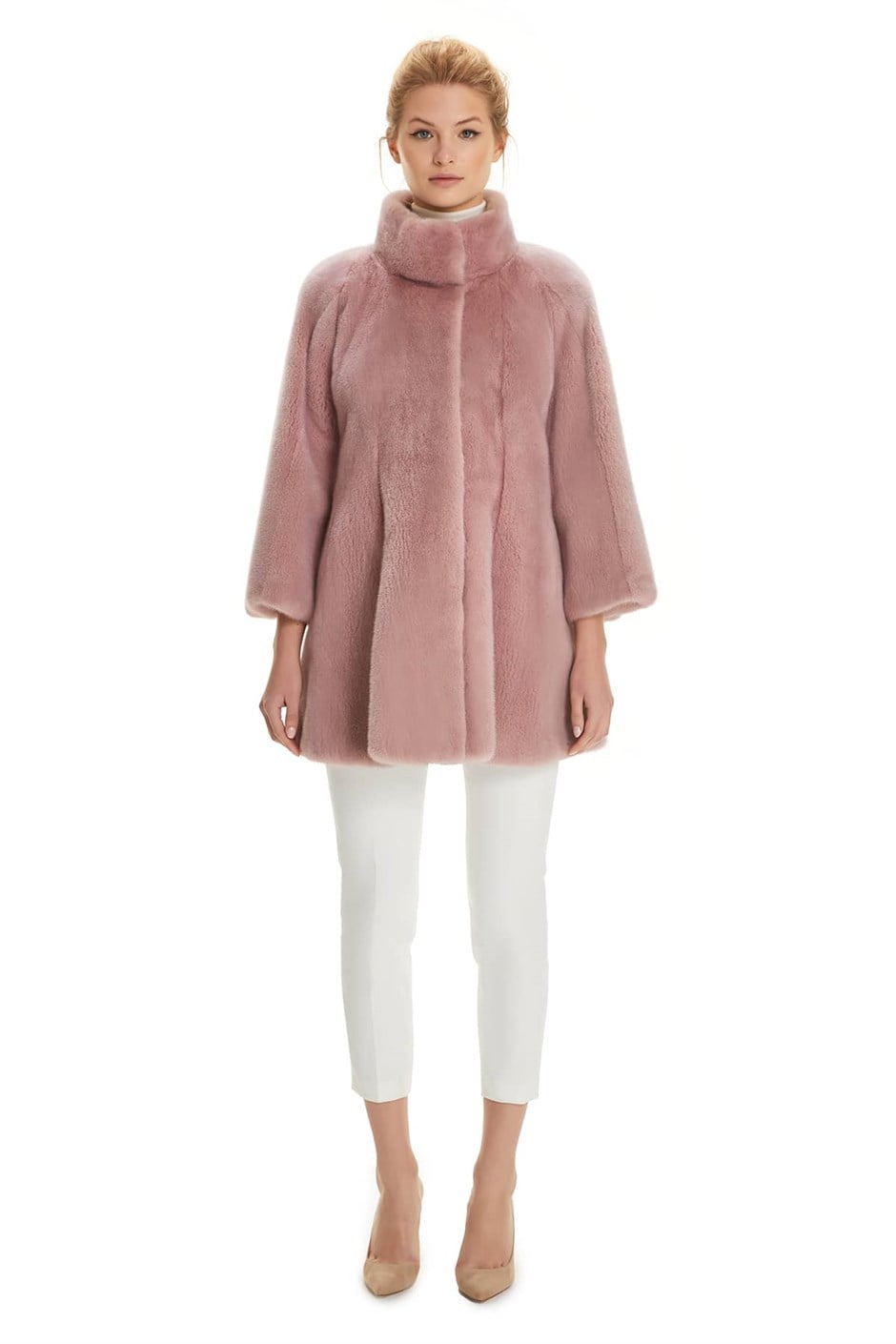 Shaky Women's Mink Fur Short Coat  Dusty Rose