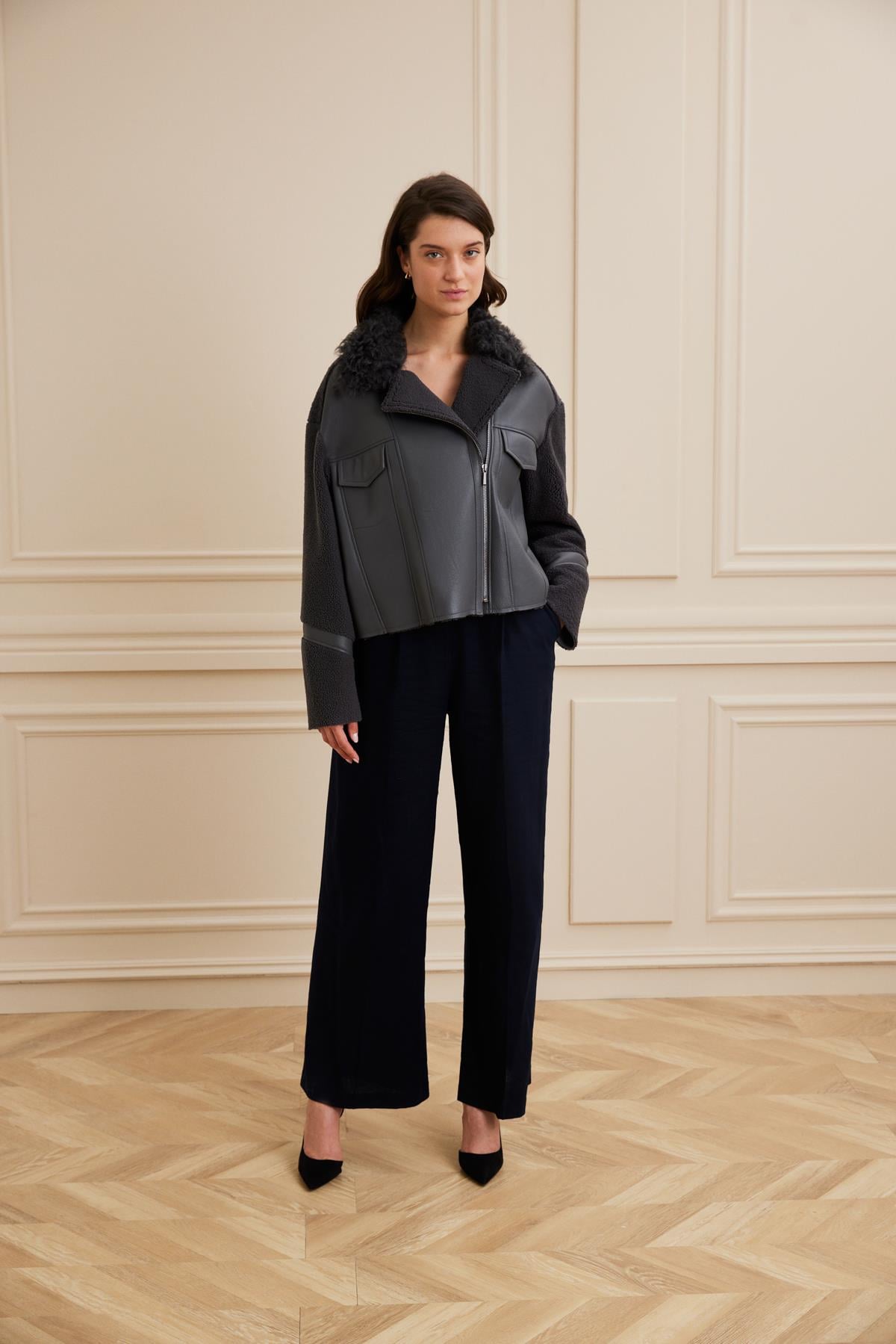 Shaky Women's Shearling Jacket Grey/TT5080