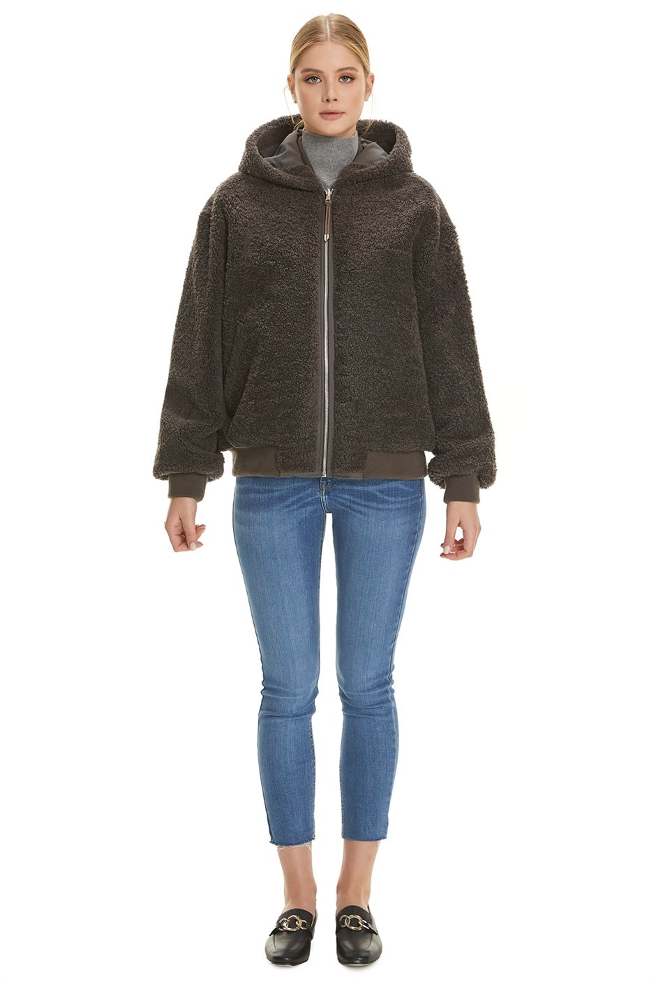 Shaky Women's Shearling Jacket with Textile trimming