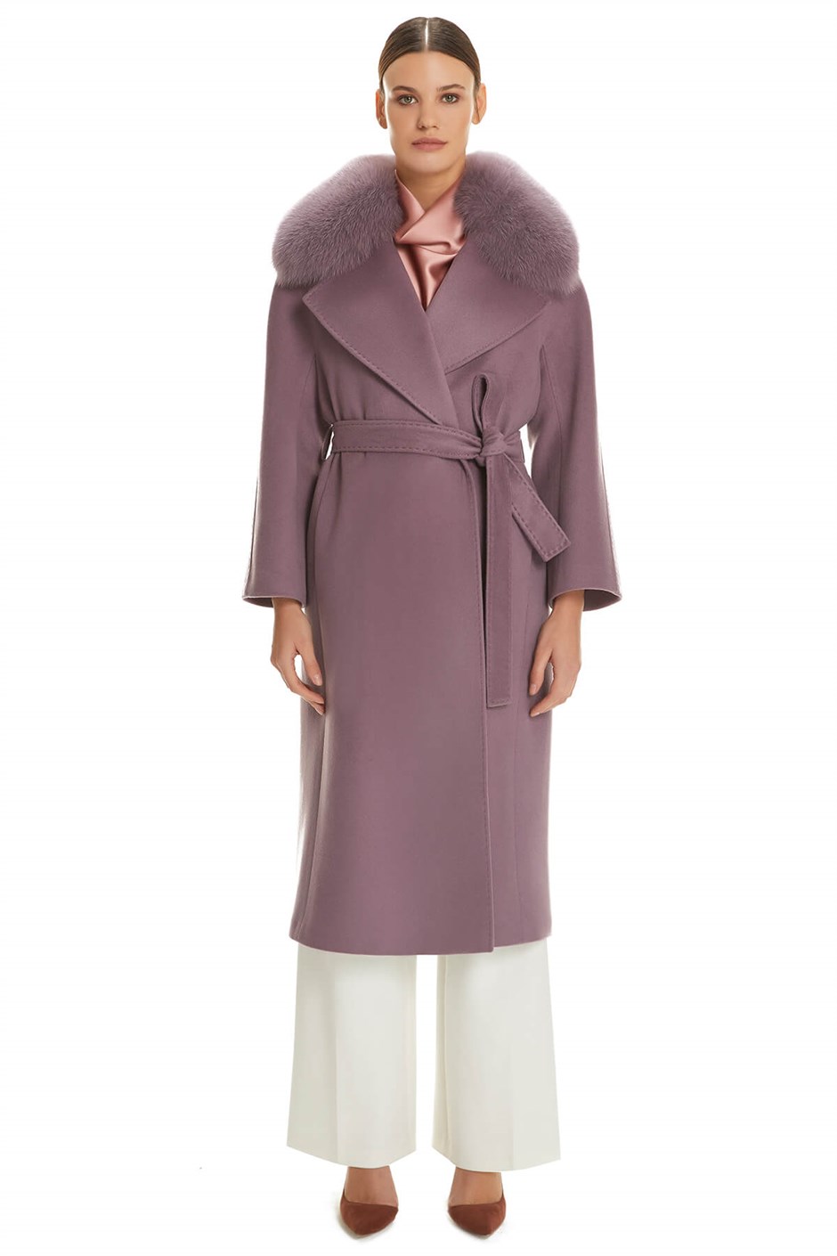 Shaky Women's Textile Coat with Fox trimming K.Lilac