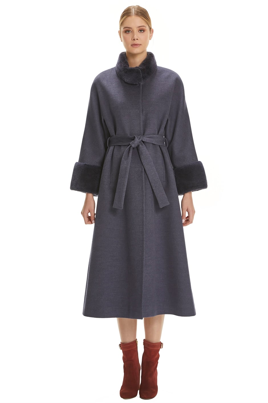 Shaky Women's Textile Coat with Mink trimming