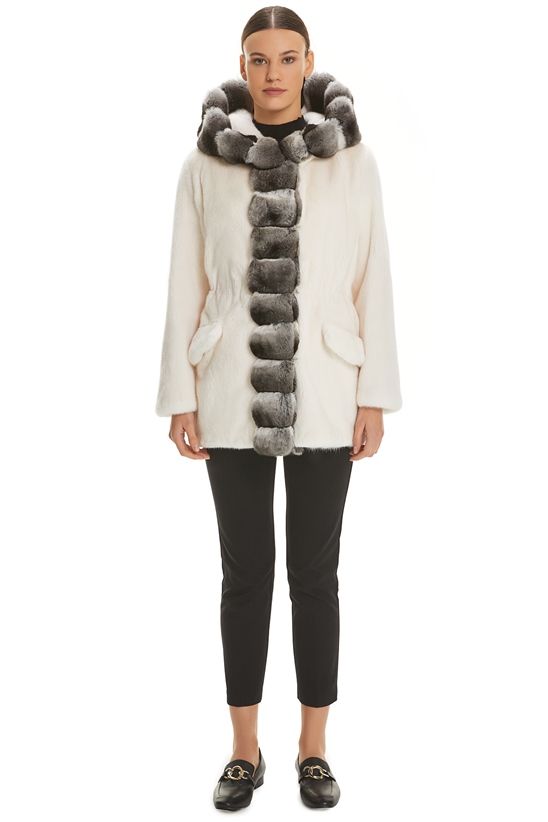 Shaky Women's Mink Fur Jacket with Chinchilla trimming
