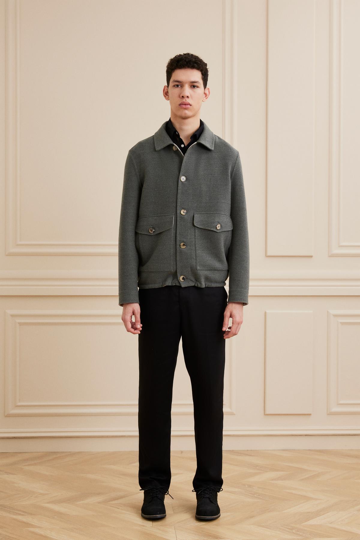 Shaky Men's Drago 100%Wool Fabric Jacket Grey/Beige