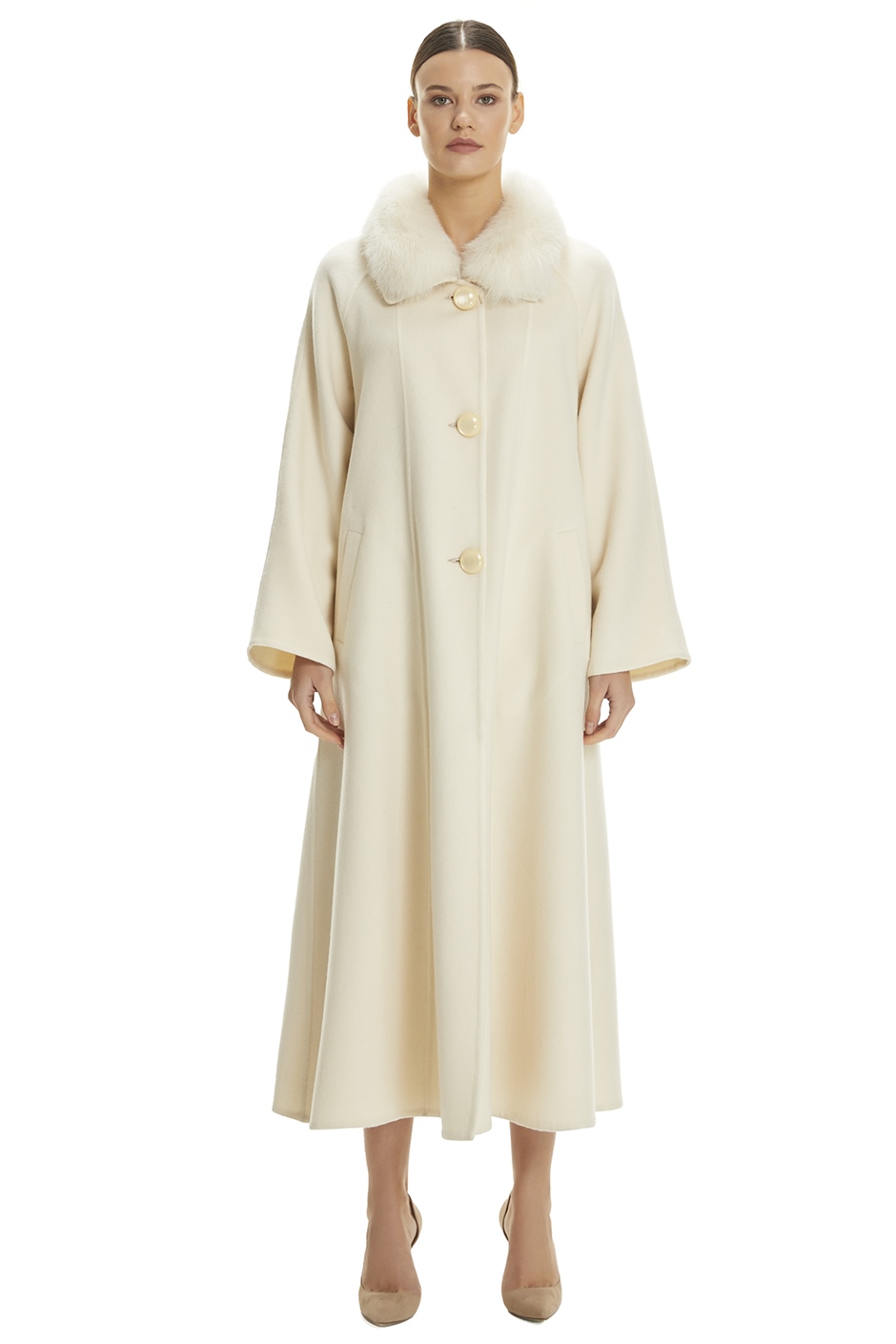 Shaky Women's Cashmere Coat with Fox trimming