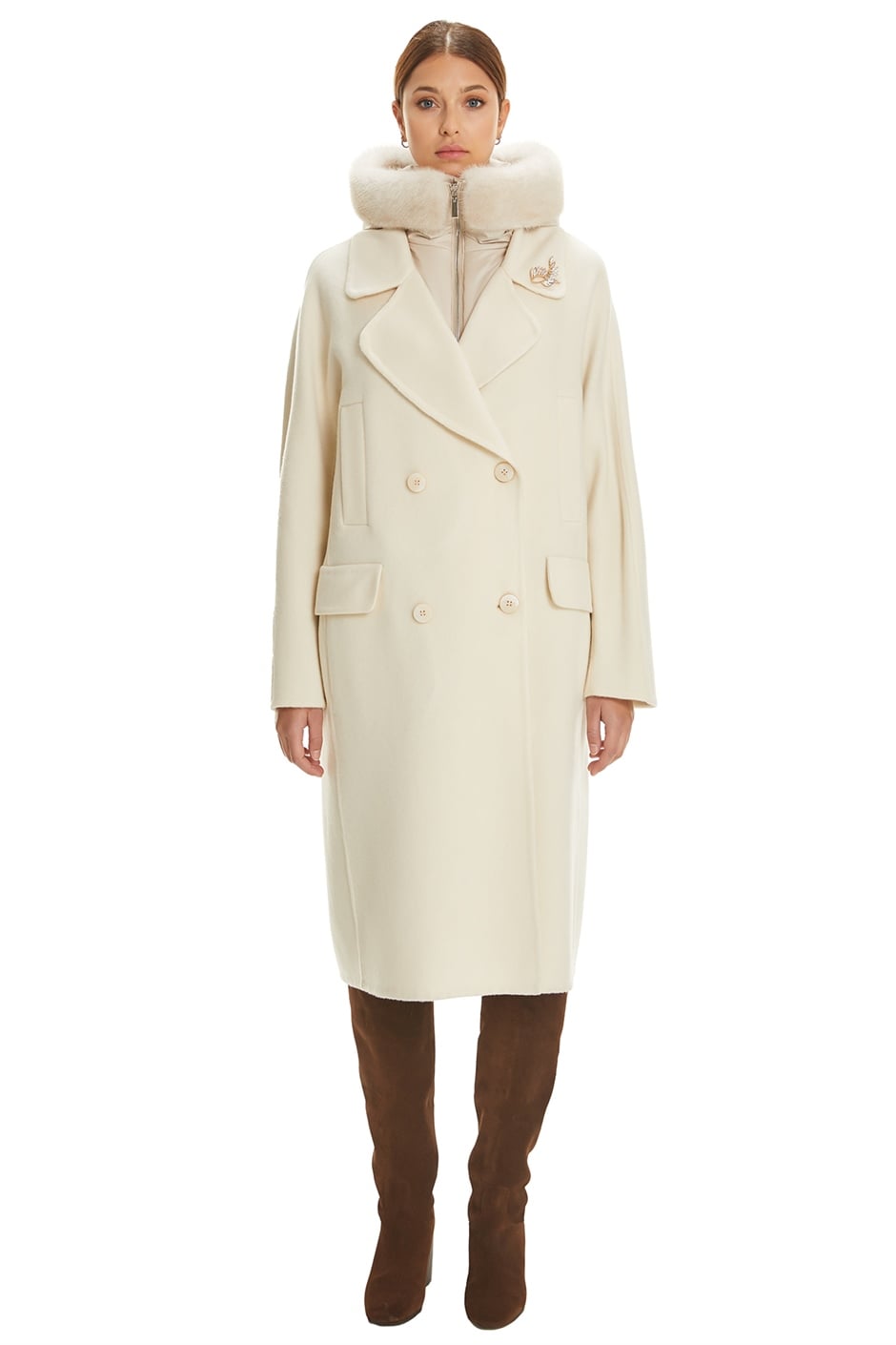 Shaky Women's Cashmere Coat with Mink trimming