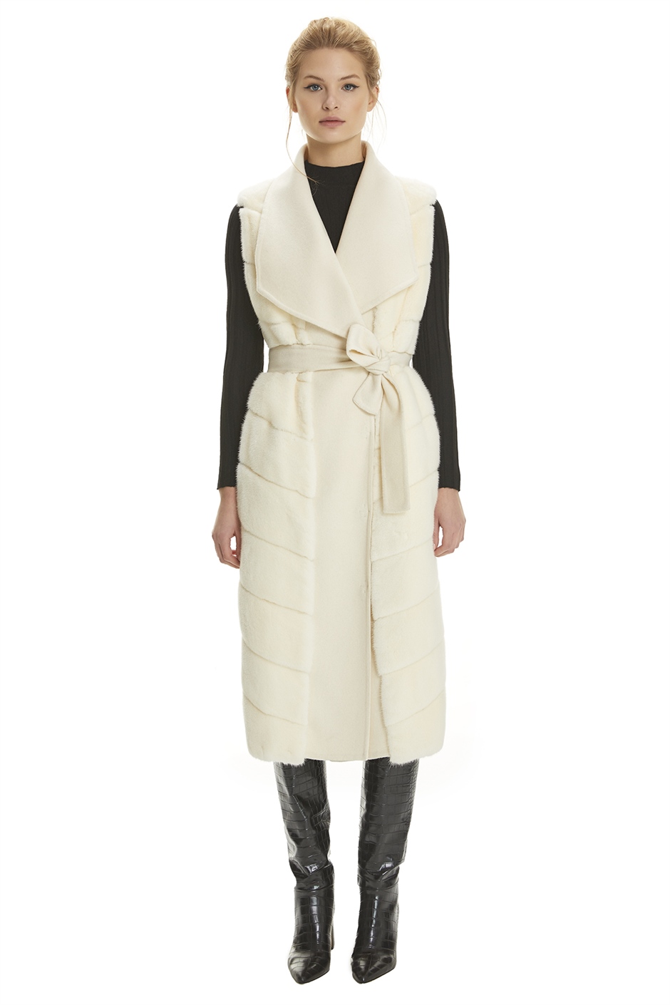 Shaky Women's Cashmere Waistcoat with Mink trimming