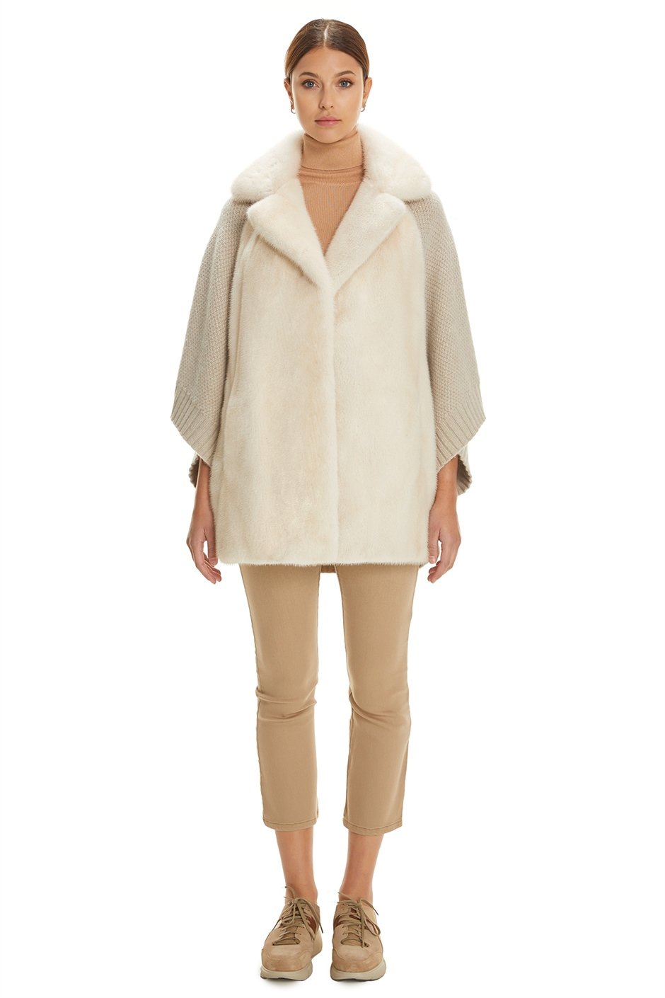 Shaky Women's Knitted Short Coat with Mink trimming