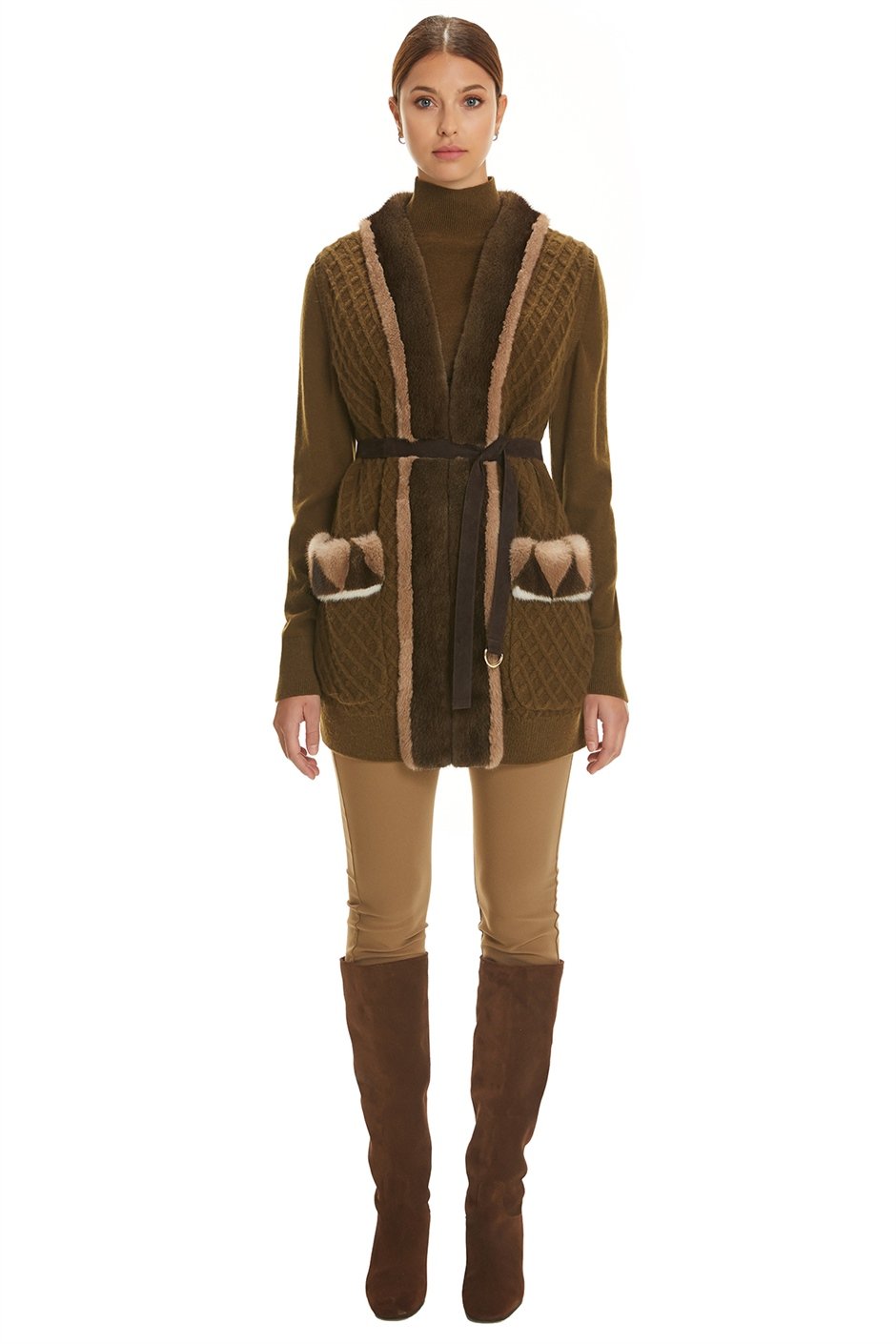 Shaky Women's Knitted Waistcoat and Sweater with Mink trimming