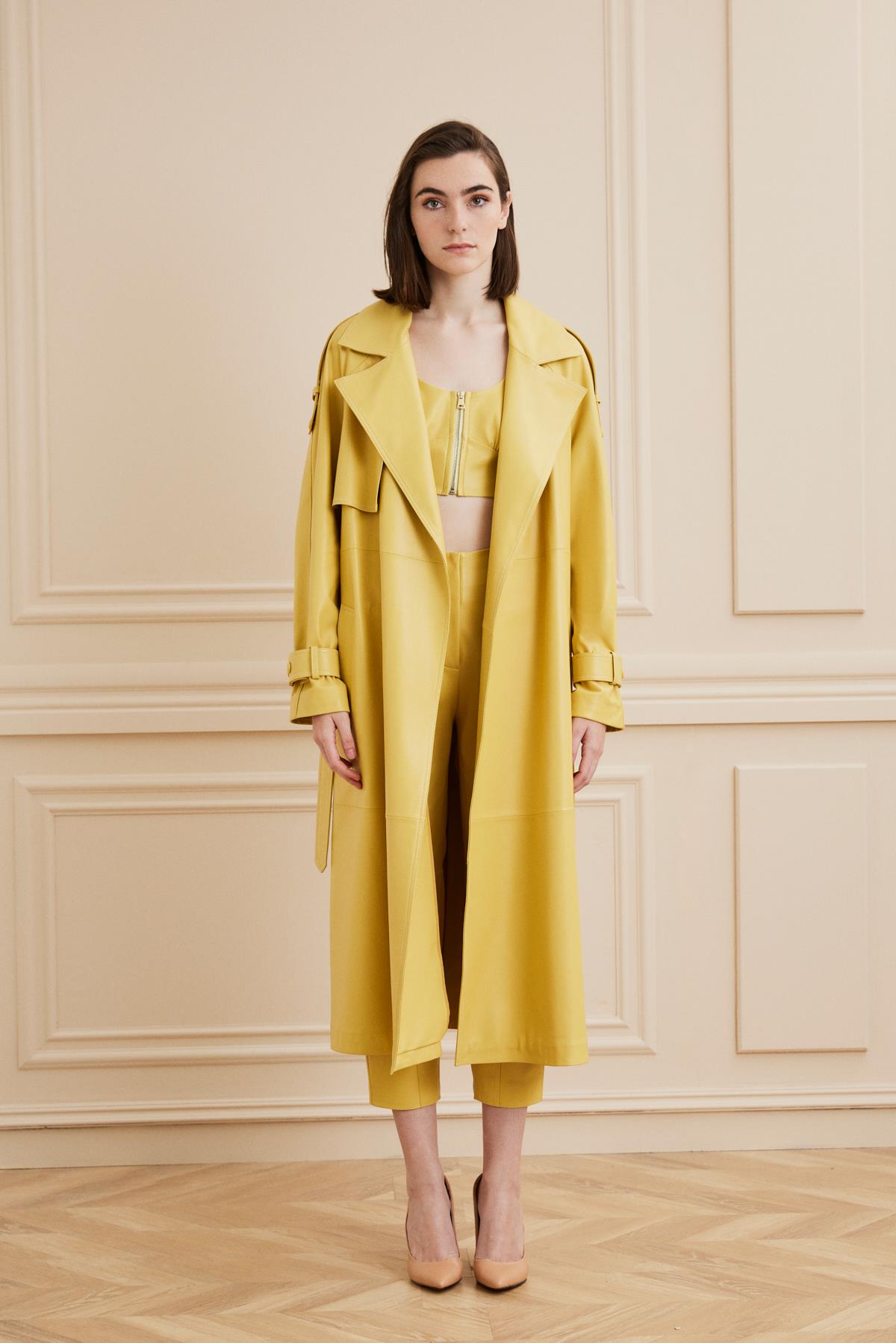 Shaky Women's Leather Coat Lemon Drop